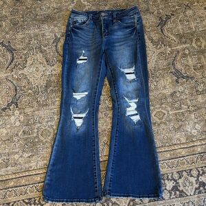 KanCan Distressed Dark Blue Flare Jeans